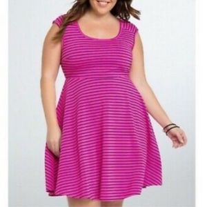 Torrid hot pink and black striped dress